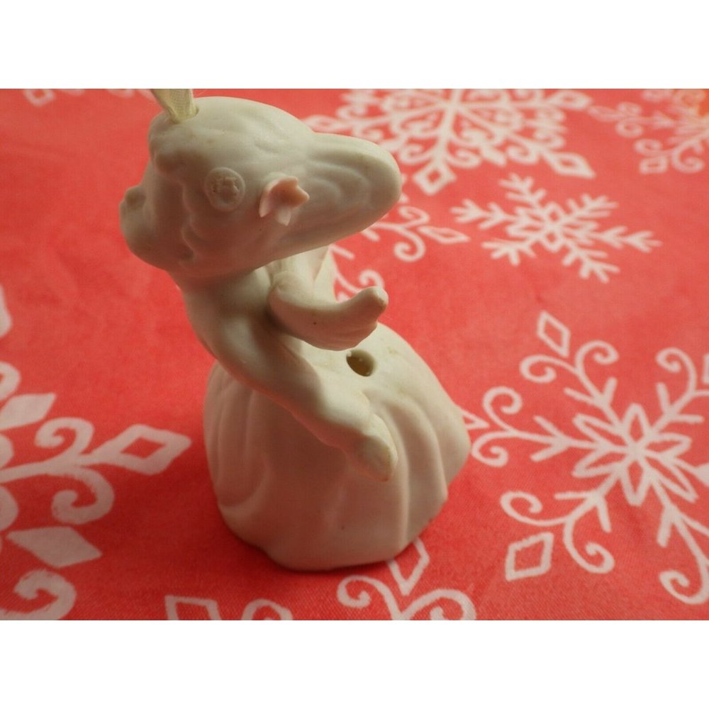 Ceramic Kissing Angel Figurine Ornament White Vintage Christmas Light Luminary